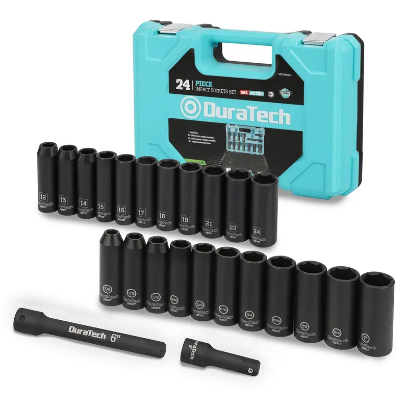 Duratech Dtimss024 1/2" Drive Deep Impact Socket Set – 24-Piece 1