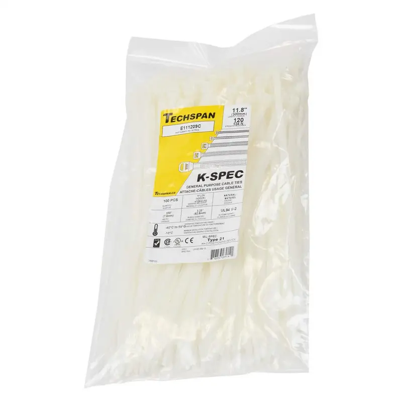 E111209C Medium-Duty Cable Ties – 11", 120 Lb Strength (100-Pack) 1