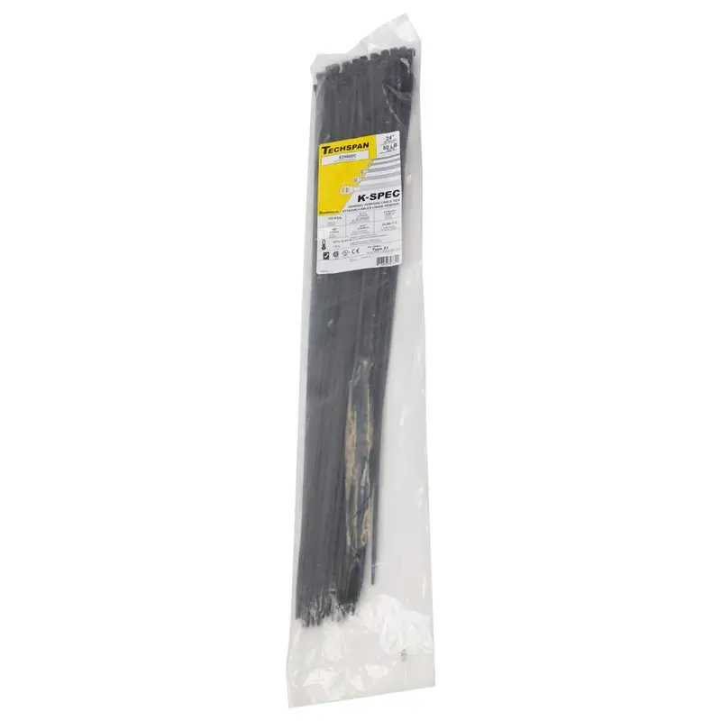 E24500C Uv-Resistant Black Cable Ties – 24-Inch, 50-Lb Strength, 100-Pack 1