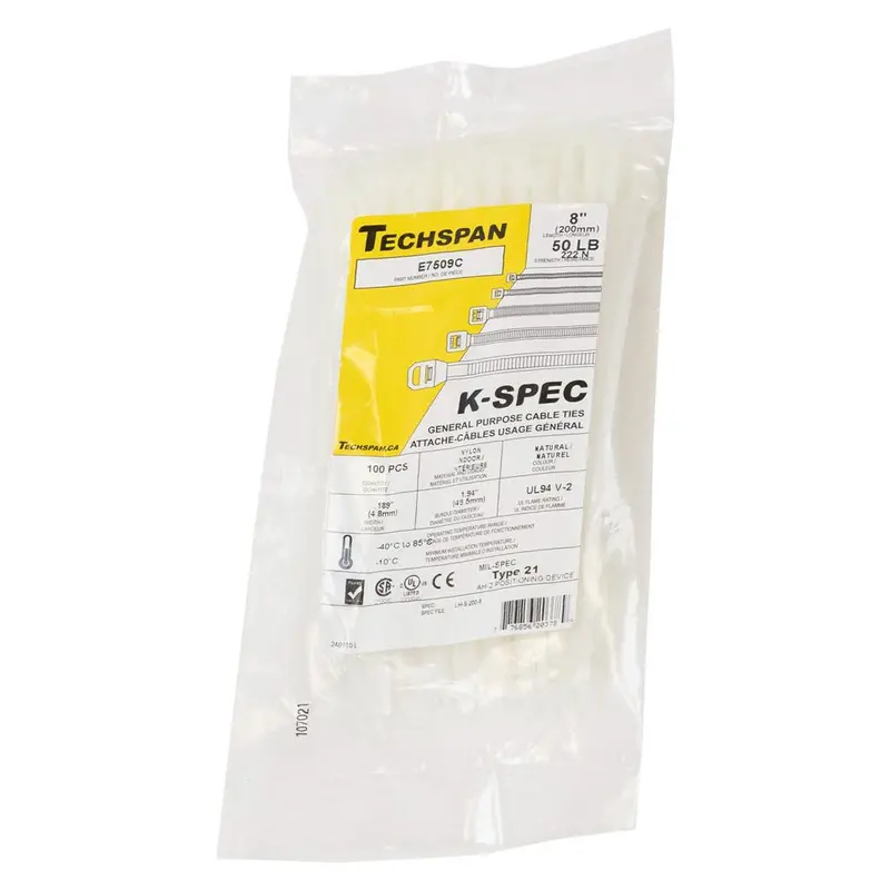 E7509C 8-Inch Natural Cable Ties – 50 Lb Strength, 100-Pack General Purpose Bundle 1