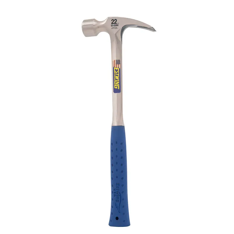 Estwing E3-22Sm 22 Oz Straight Claw Framing Hammer With Blue Shock Reduction Grip 1