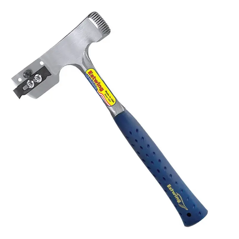 Estwing E3-Ca Shingler Hammer – 2.63 Lb Milled Face, 12.5" Blue Shock Reduction Grip With Cutting Blade & Gauge 1