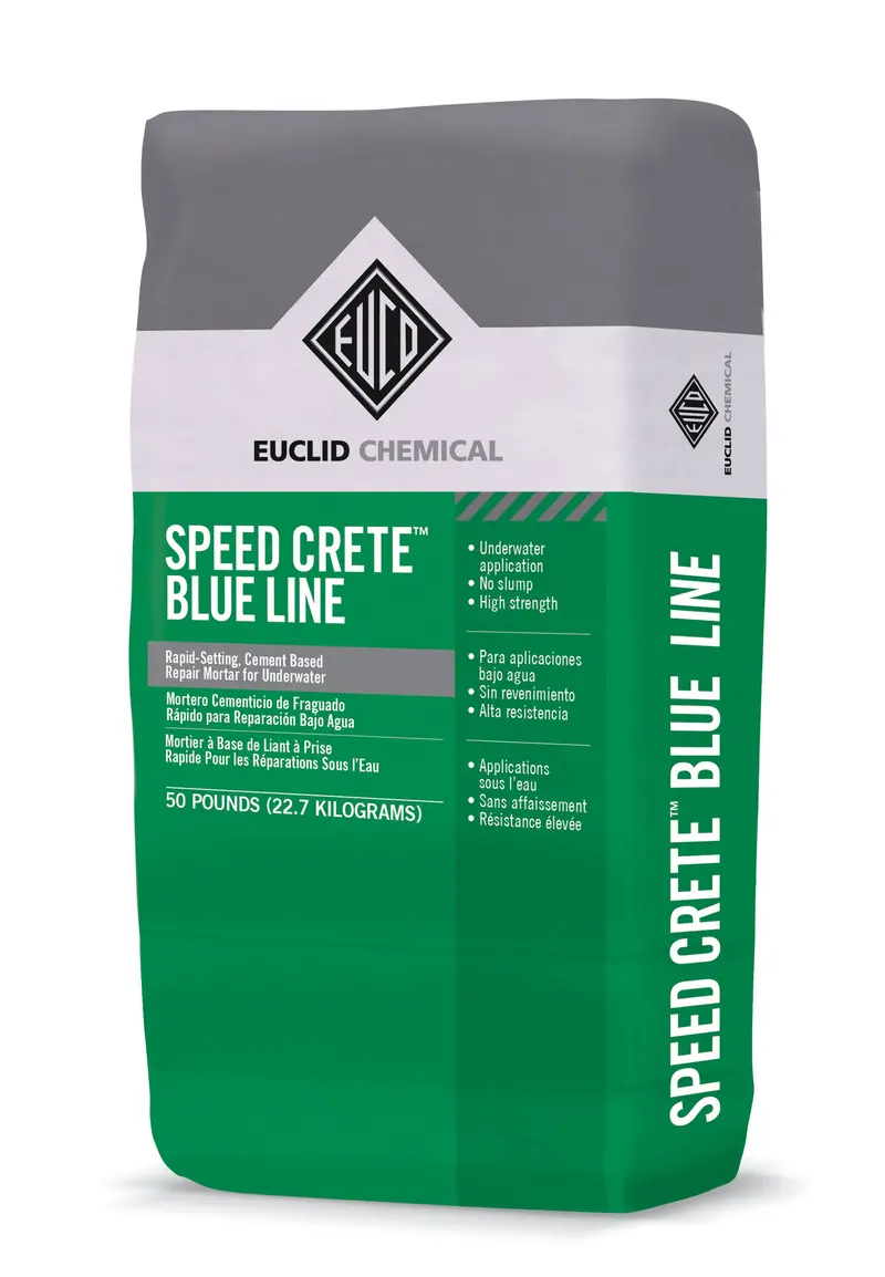 Euclid Speed Crete Blue Line Underwater Repair Mortar – 50 Lb. Rapid-Setting Formula 1