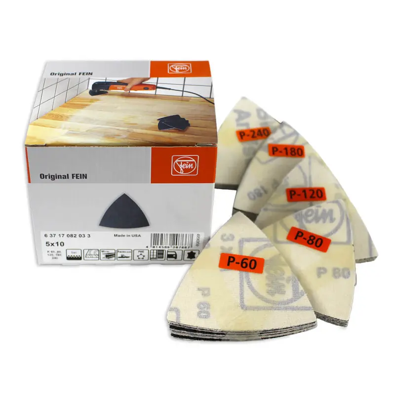 Fein Starlock Sanding Pads – 3-1/2" Triangular Hook & Loop, Assorted Grits (50-Pack) 1