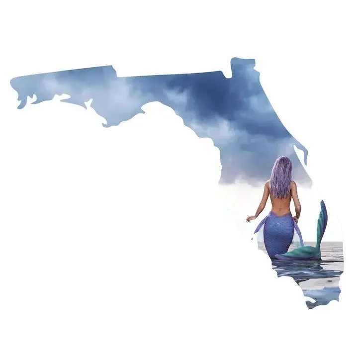 Florida Mermaid Silhouette Metal Wall Art 1