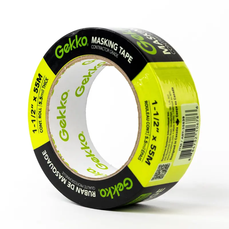 Gekko Green Masking Tape – 1-1/2" × 55 M, High-Adhesion Painter’S Tape 1