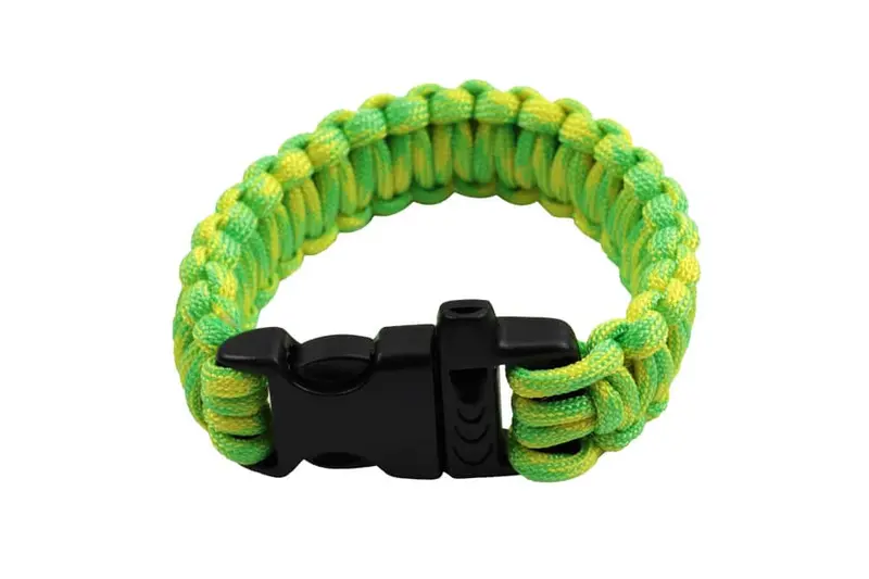 Glow-In-The-Dark Emergency Paracord Bracelet With Whistle — 10 Ft Luminous Green 1