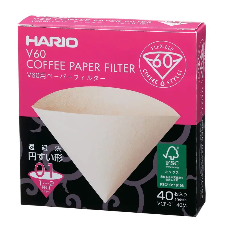 Hario V60 Natural Brown Paper Filters – Pack Of 40 1