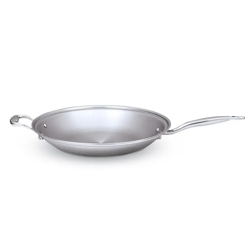 Heritage Steel 5-Ply Stainless Shallow Wok – 13.5 Inch 1