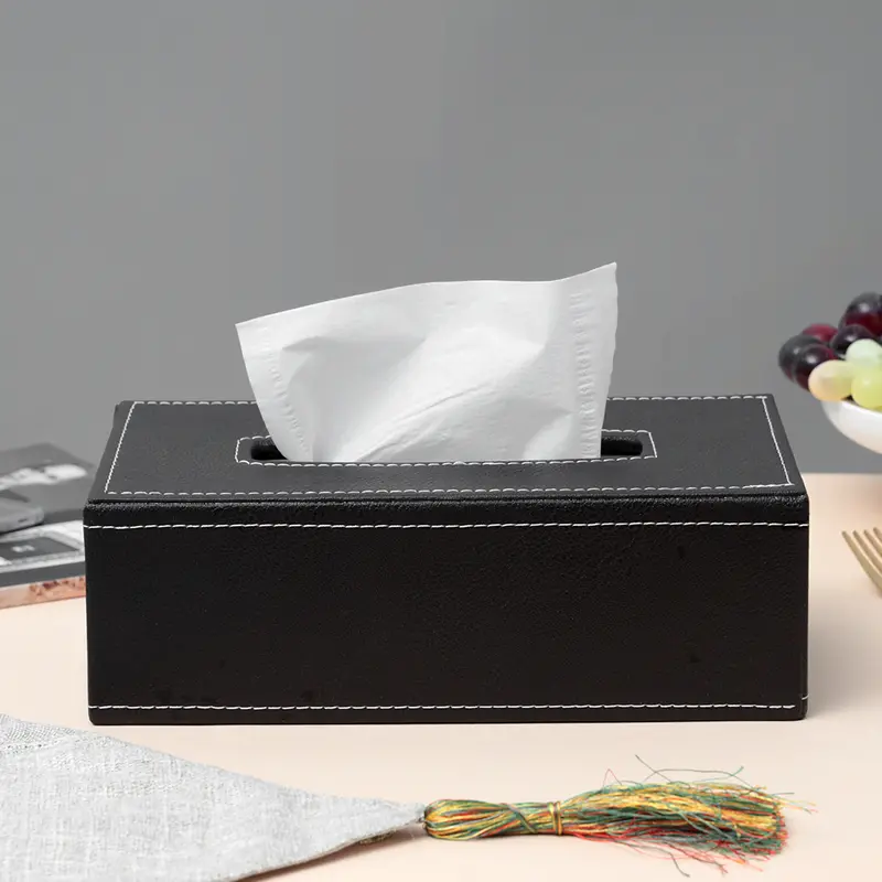 Hotsale Beige Pu Leather Tissue Box Cover – Stylish Home Accessory 1