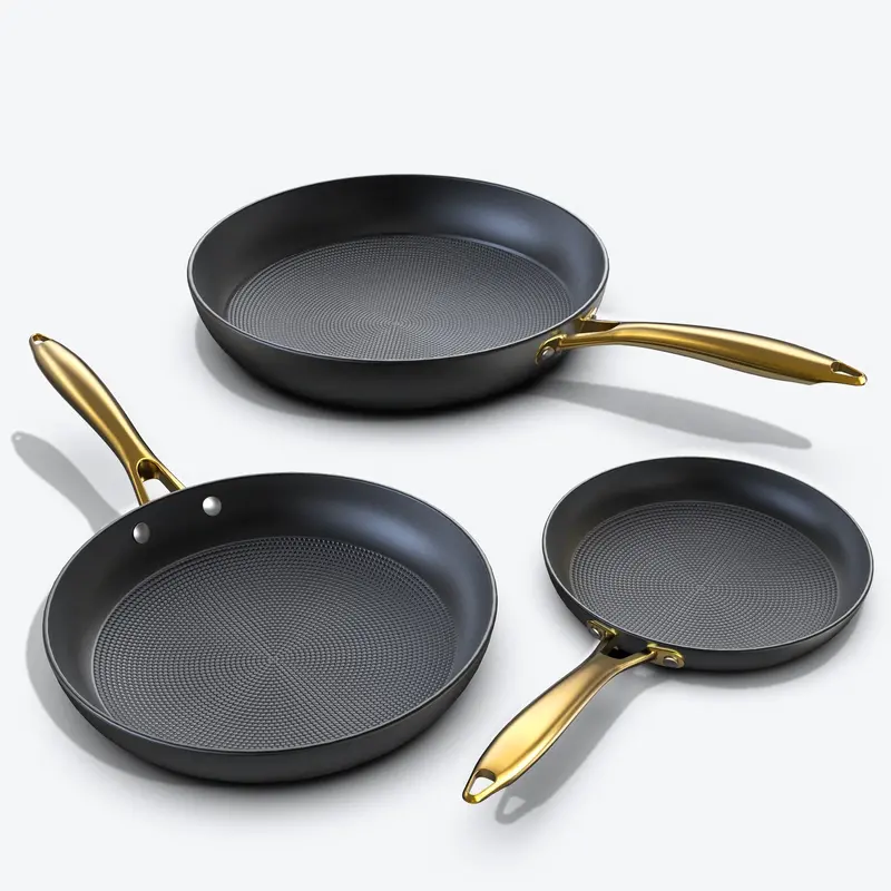 Imarku 3-Piece Stainless-Handled Nonstick Frying Pan Set (8", 10", 12") 1