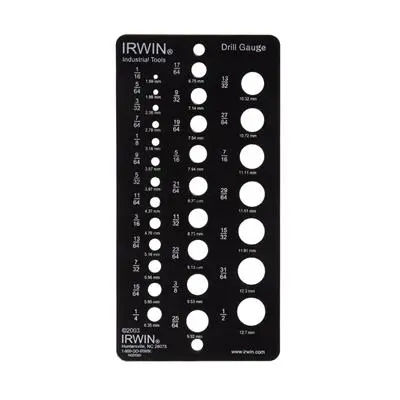 Irwin 29-Hole Drill Bit Gauge – Imperial & Metric Range (1/16 In To 1/2 In) 1