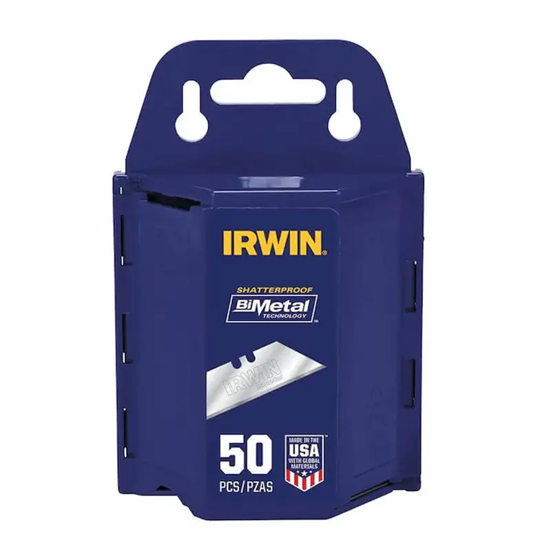 Irwin Bi-Metal Utility Knife Blades – 50-Pack, Durable For Drywall, Carpet & General Cutting 1