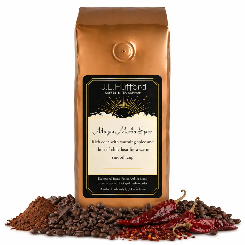 J.L. Hufford Mayan Mocha Spice Coffee – Chocolate, Chili & Cinnamon Fusion 1