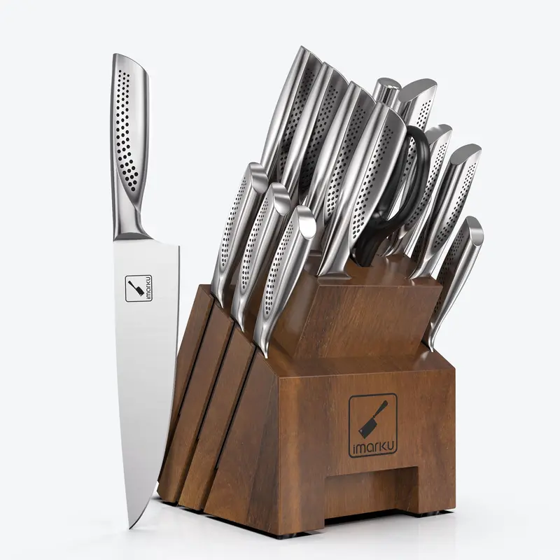 Japanese-Style 14-Piece Knife Block Set With Textured Non-Slip Grips 1