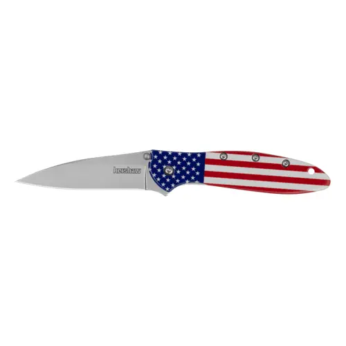 Kershaw Leek Assisted Folder – Ken Onion Design, 3" 14C28N Bead-Blasted Blade, Usa Flag Aluminum (Model 1660Usa) 1