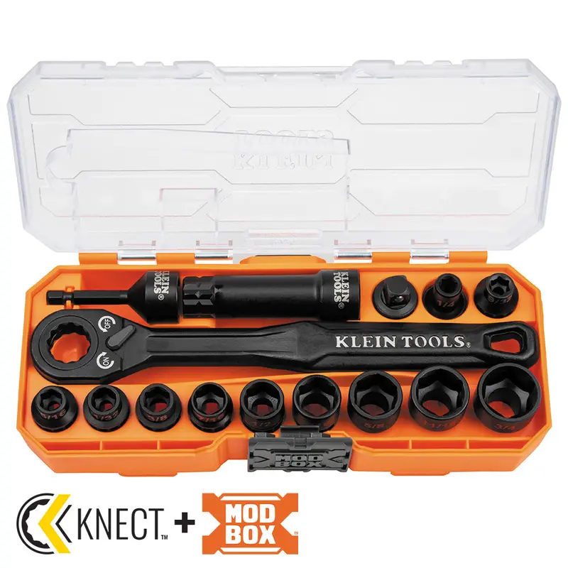 Klein 65400 Knect 15-Piece 3/8-Inch Drive Pass-Through Socket Set 1