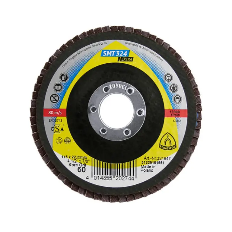 Klingspor Smt 324 Extra Abrasive Mop Disc – 4.5" × 7/8", 60 Grit, Optimized For Metal Blending 1