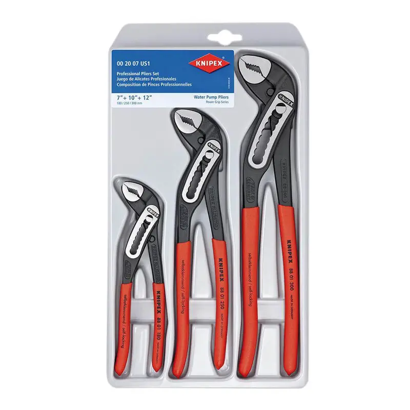 Knipex Three-Piece Alligator-Style Self-Locking Water Pump Pliers Set (Model 00 20 07 Us1) 1
