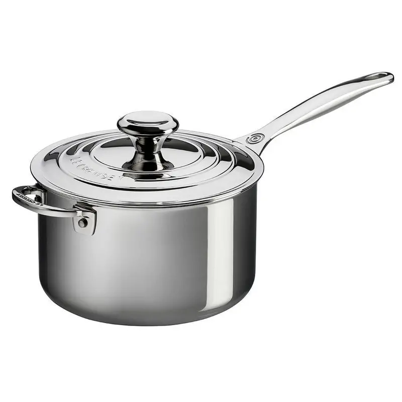 Le Creuset 4-Quart Stainless Steel Saucepan With Lid And Helper Handle 1