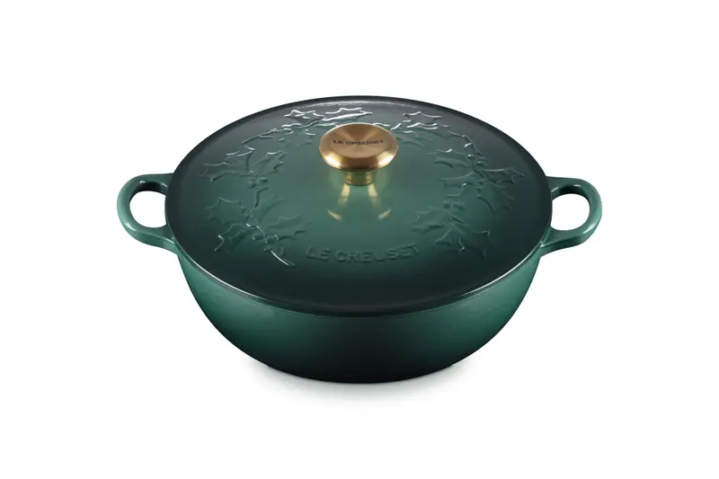 Le Creuset Holly Line Enameled Cast Iron Soup Pot – 4.5 Qt Featuring Gold Accent Knob 1