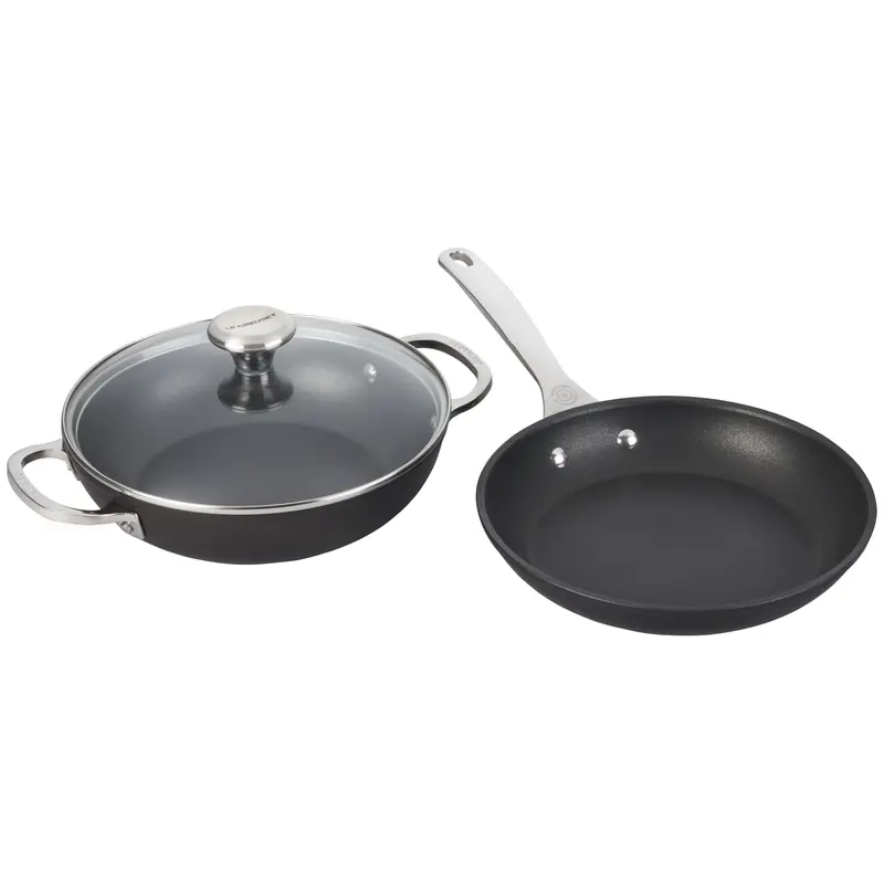 Le Creuset Toughened Nonstick Pro 3-Piece Cookware Set – Includes 9.5" Fry Pan & 2.5 Qt Braiser With Glass Lid 1