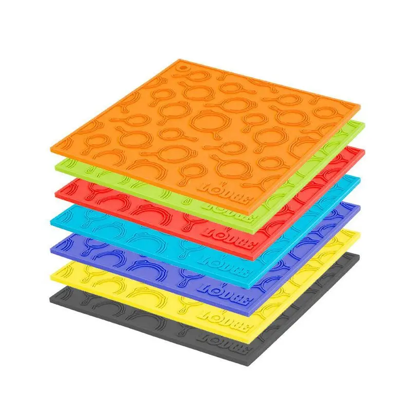 Lodge 7-Inch Square Silicone Trivet – Skillet-Textured Heat Protector 1