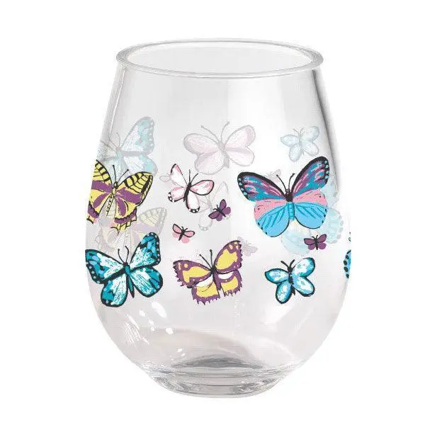 Lolita Butterfly Design Stemless Wine Glasses (2-Pack) 1