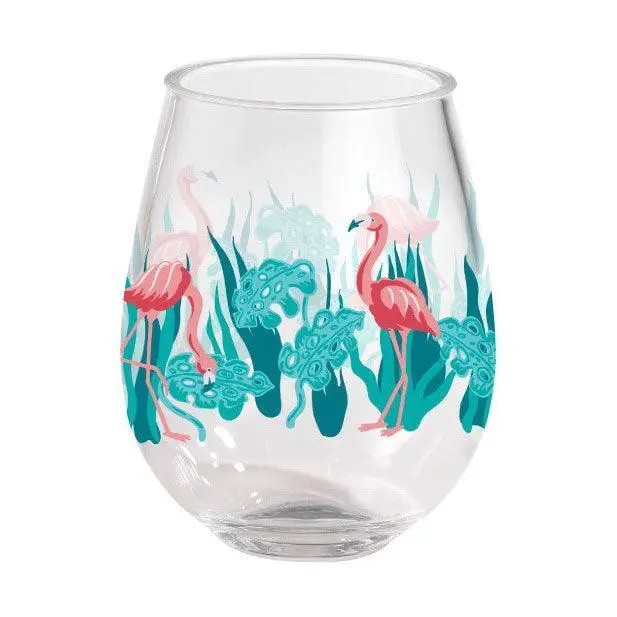 Lolita Flamingo Theme Stemless Wine Glasses (2-Pack) 1