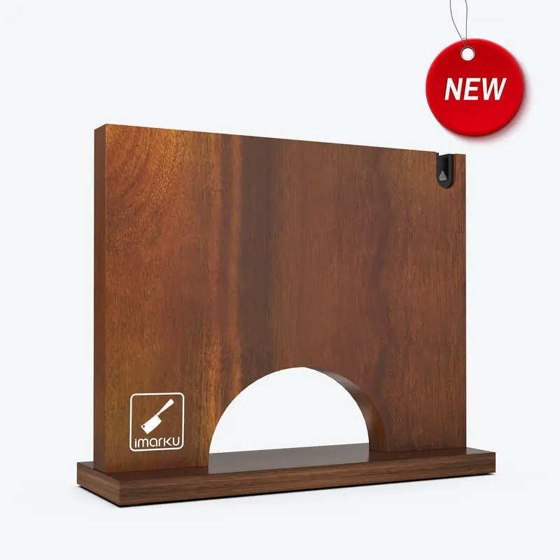 Magnetic Wood Knife Block Featuring Integrated Ceramic Sharpener 1