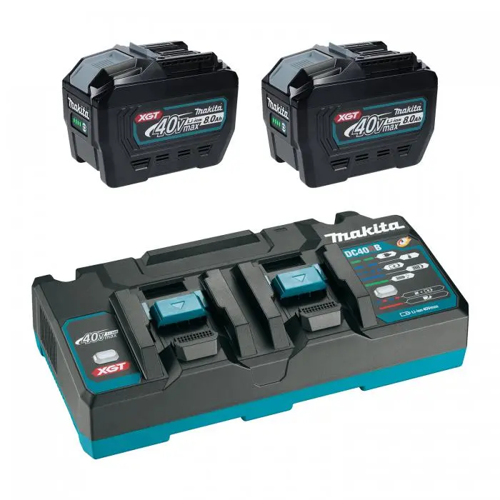 Makita T-04101 – 40V Xgt Dual-Port Rapid Charger Starter Kit (2 × 8.0Ah Batteries) 1