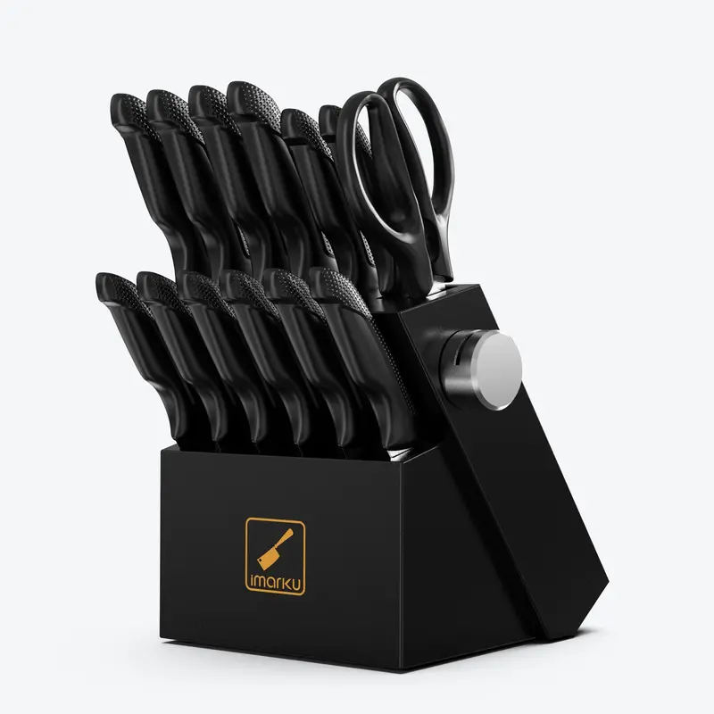 Matte Black Knife Block Set – Dishwasher-Safe Stainless Blades, Pp Handles 1