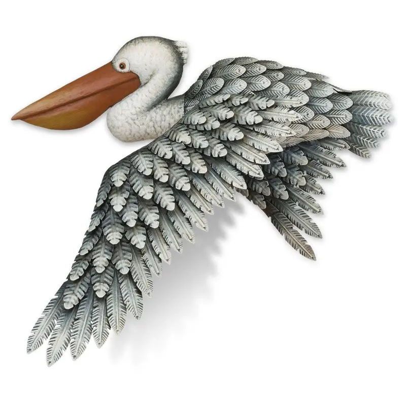 Metal Pelican Sculpture – Coastal-Themed Wall Hanging Decor 1