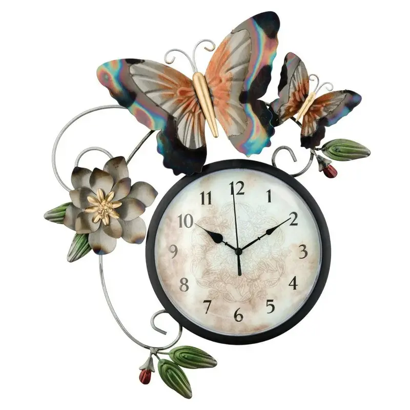 Metallic Butterfly Wall Clock – Decorative Accent Clock With Silhouette Design 1