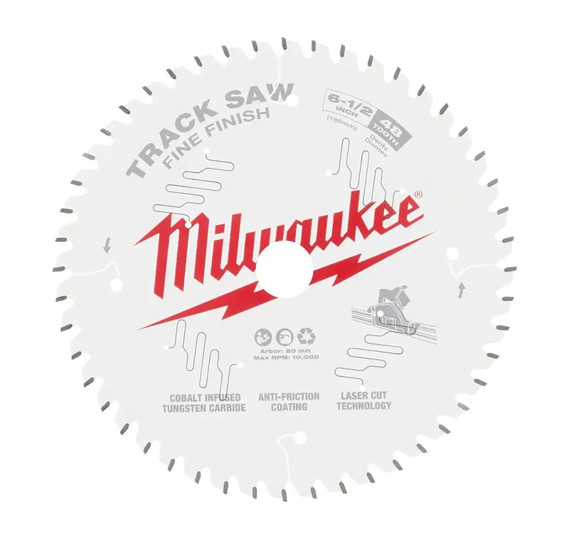 Milwaukee 48-40-0627 Track Saw Wood Cutting Blade – 6-1/2", 48-Tooth, 20Mm Arbor 1