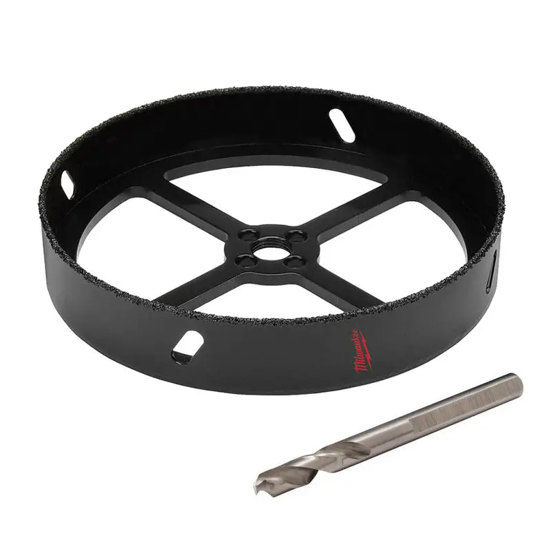 Milwaukee 49-56-0305 Continuous-Grit Recessed Light Hole Saw – 6-3/8" With Integrated Pilot Bit 1