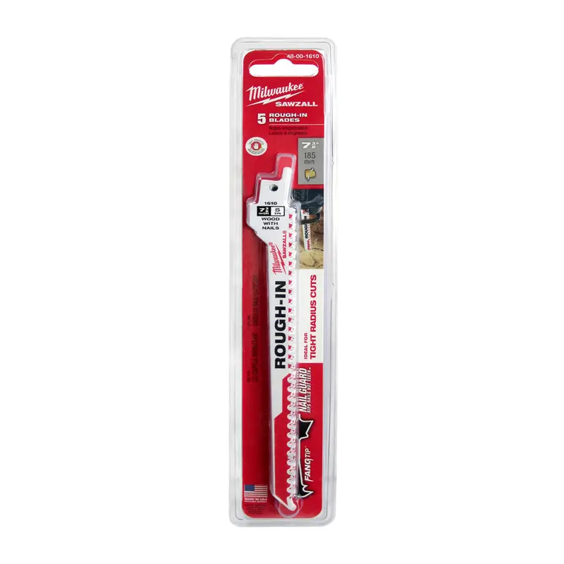 Milwaukee Sawzall 7-3/8" 5 Tpi Rough-In Reciprocating Blade – 5-Pack For Fast Demolition 1
