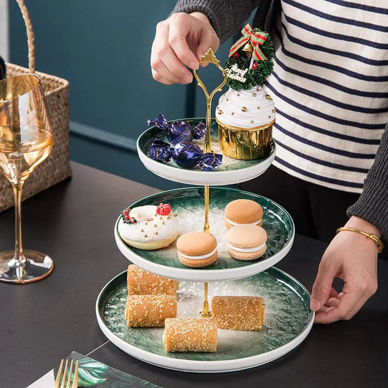 Nordic-Inspired 3-Tier Round Ceramic Serving Tray 1