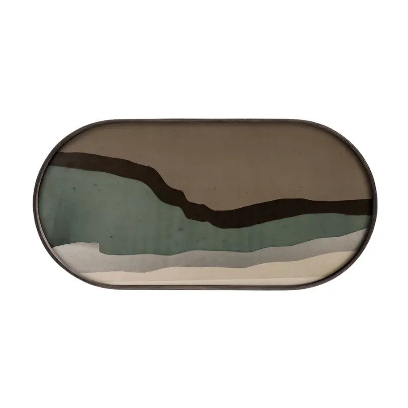 Oblong Wabi-Sabi Style Glass Tray 1