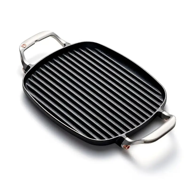 Outset Oval Steak & Panini Press – Cast Iron Grill Iron With Ergonomic Handle 1