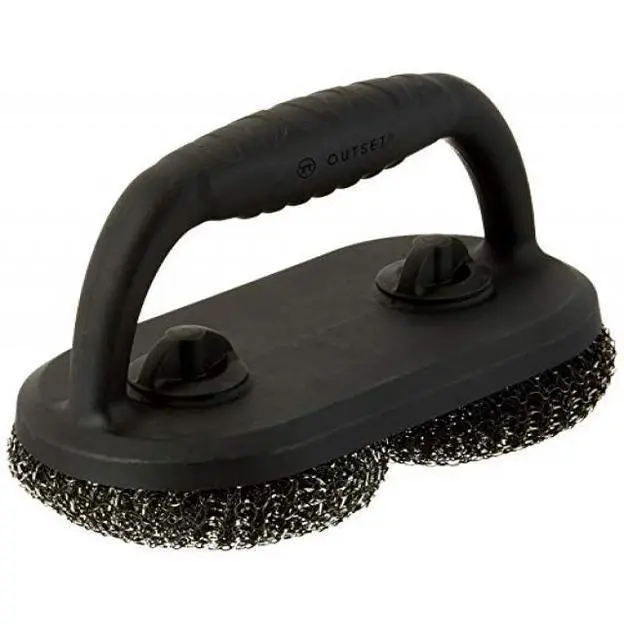 Outset Short-Handle Mesh Scrubber Brush – Compact Grill Cleaning Brush 1