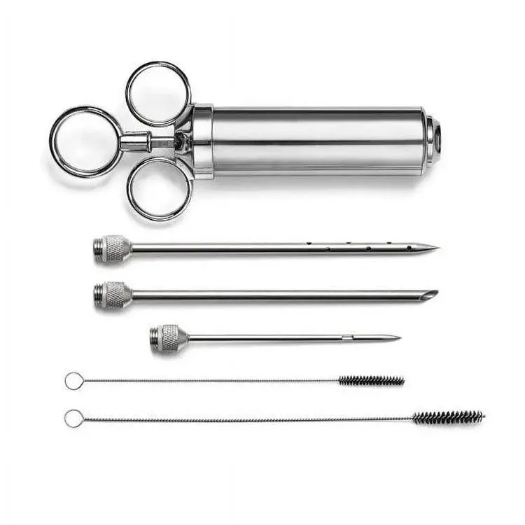 Outset Stainless Steel Meat Injector Kit – Dual-Needle Flavor Infusion Set 1