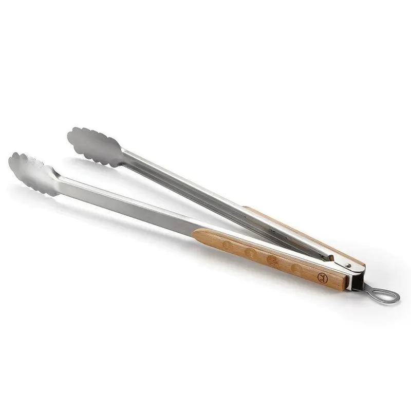 Outset Verde Locking Tongs – Stainless Steel Jaws With Bamboo Handle 1