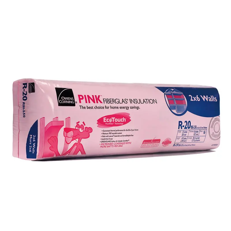 Owens Corning Ecotouch R-20 Pink Fiberglass Insulation Batt (15" X 47" X 6") 1
