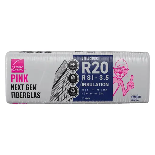 Owens Corning Ecotouch R-20 Pink Fiberglass Insulation Batt (16" X 48" X 6") 1