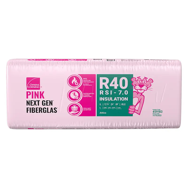 Owens Corning Ecotouch R-40 Pink Fiberglass Insulation Batt (24" X 48" X 11") 1