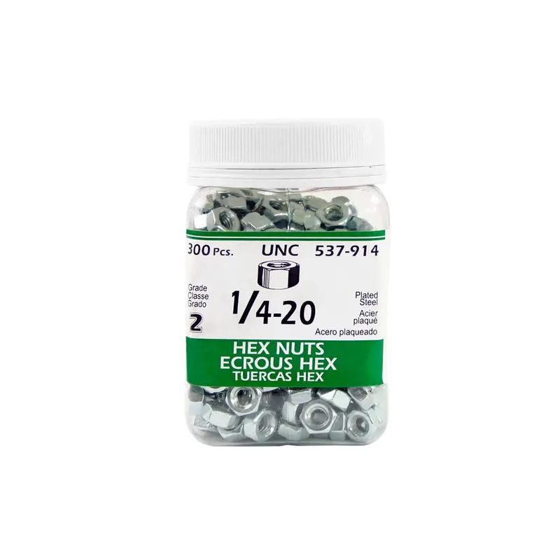 Paulin Grade 2 Zinc-Coated Hex Nut – 1/4 In. × 20, 300 Per Jug 1