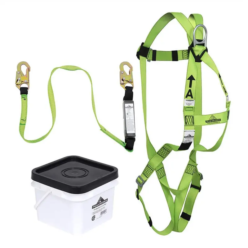 Peakworks Fbh100002A Class A Full-Body Fall Protection Harness Kit – Includes 3-Point Harness And Snap-Hook Lanyard 1
