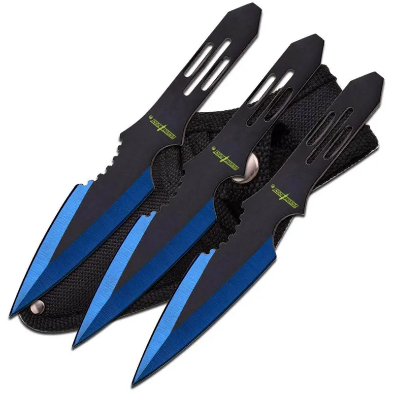 Perfect Point Throwing Knife Set – Three 5.5-Inch Blue Balanced Throwers With Precision Balance (Pp-595-3Bl) 1