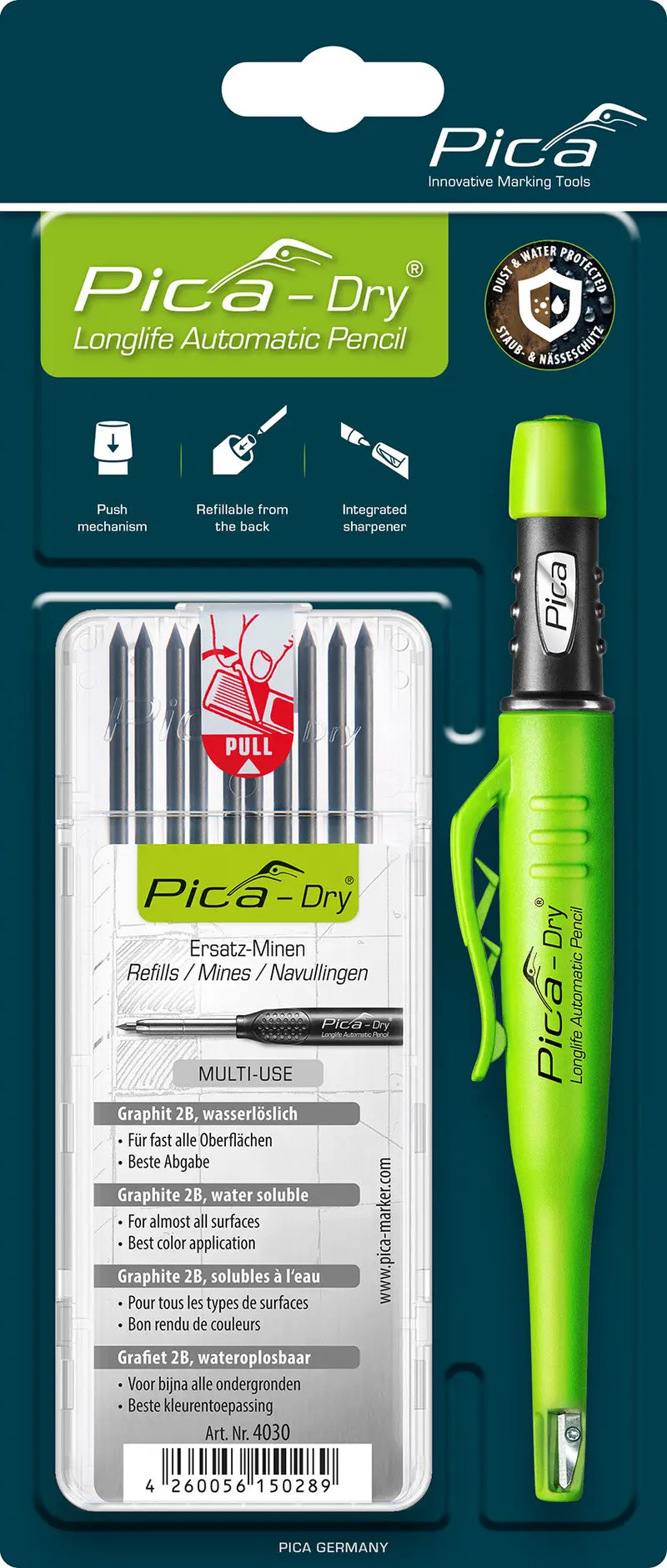 Pica Dry Longlife Automatic Pencil + Graphite Refill Bundle 1